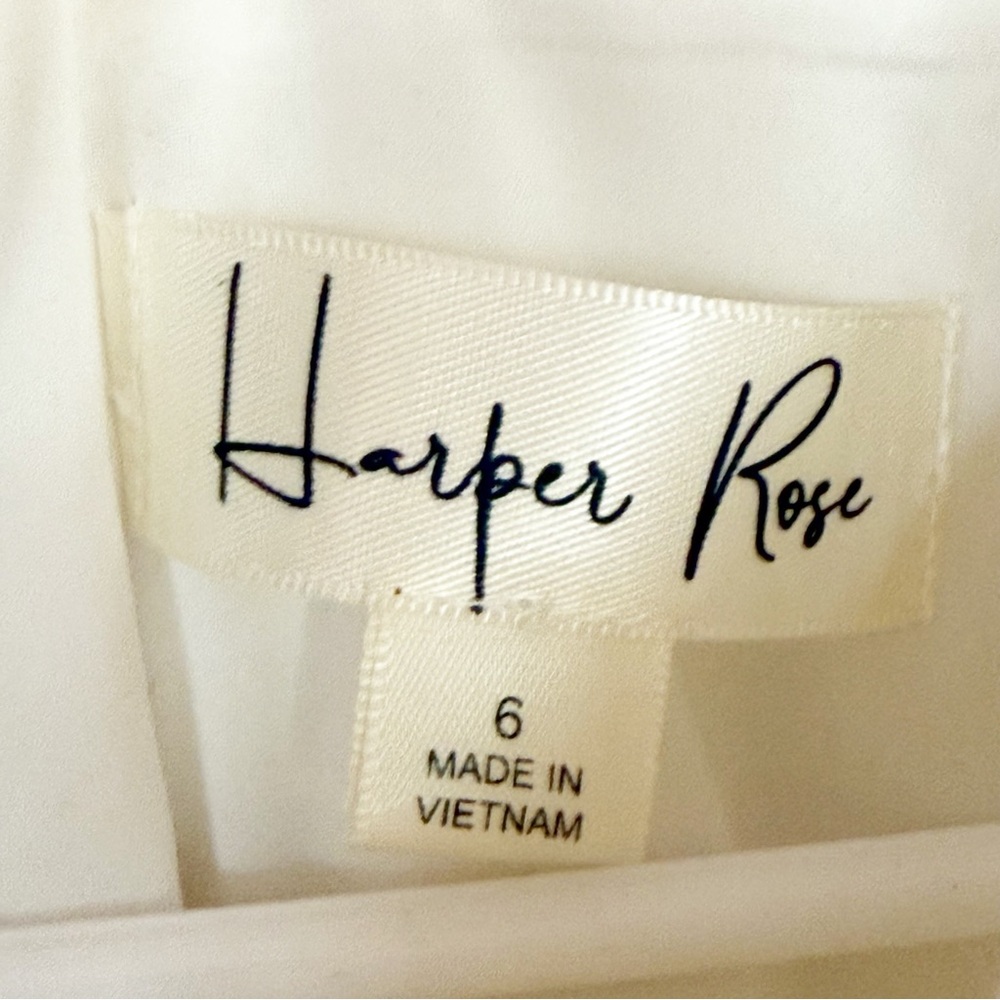 Harper Rose White Mock Neck A-Line Dress Size 6| Chic Minimalist Cap Sleeve - Picture 9 of 16